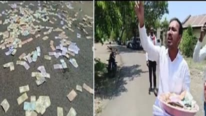 కరెన్సీ నోట్లు విసిరేస్తూ రైతుల వినూత్న నిరసన.. వ్యవసాయ శాఖ మంత్రికి వ్యతిరేకంగా నినాదాలు.. వీడియో వైరల్