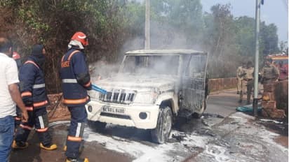 ഓടിക്കൊണ്ടിരിക്കെ മുന്നിൽ പുക, പിന്നാലെ ബൊലെറോ ജീപ്പ് നിന്ന് കത്തി; ജീവനും കൊണ്ടോടി യാത്രക്കാർ
