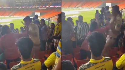 தனது இருக்கைக்கு அருகில் அமர்ந்த காவலரை தாக்கும் பெண் ரசிகை: வைரலாகும் வீடியோ!