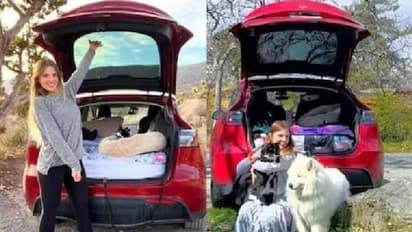 വളർത്തുപൂച്ചയ്ക്കും നായയ്ക്കുമൊപ്പം സ്വതന്ത്രമായി ജീവിക്കാൻ വീട് ഉപേക്ഷിച്ച് കാറിൽ താമസമാക്കി യുവതി