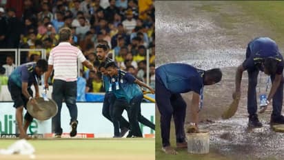 മൈതാനം ഉണക്കാന് ഇവിടെ ബക്കറ്റും സ്പോഞ്ചും തന്നെ ശരണം; ബിസിസിഐയെ പൊരിച്ച് ആരാധകർ