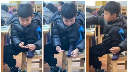 കണക്ക് കൂട്ടാന്‍ കൈയിലെയും കാലിലെയും വിരലുകളെണ്ണി കുട്ടി; അയ്യോ... നമ്മുടെ കുട്ടിക്കാലമല്ലേയെന്ന് നെറ്റിസണ്‍സ്