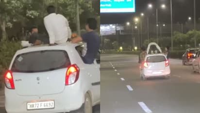 മദ്യപിച്ച് ഓടുന്ന കാറിന് മുകളില് പുഷ് അപ് എടുത്ത് യുവാവ്; കേസ്, പിഴ