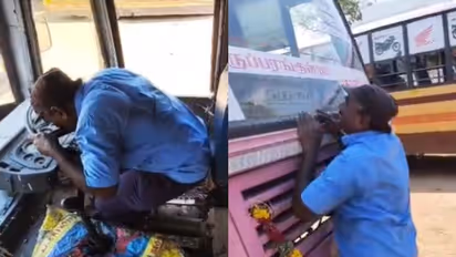 സ്റ്റിയറിംഗില്‍ മുത്തമിട്ടു, കണ്ണീരോടെ പടിയിറങ്ങി; വിരമിച്ച ബസ് ഡ്രൈവറുടെ വീഡിയോ