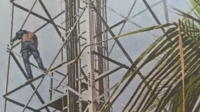 മൊബൈൽ ടവറിന് മുകളിൽ കയറി യുവാവിന്റെ ആത്മഹത്യാ ഭീഷണി, ഒടുവിൽ താഴെയിറങ്ങിയത് മക്കൾ എത്തി സംസാരിച്ചപ്പോൾ