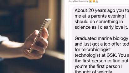 20 വര്ഷം മുമ്പ് പഠിപ്പിച്ച വിദ്യാര്ത്ഥിയുടെ മെസേജ്; സന്തോഷം പങ്കിട്ട് അധ്യാപകൻ