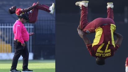 மைதானத்திலேயே அந்தர் பல்டி அடித்த வெஸ்ட் இண்டீஸ் வீரர்: வைரலாகும் வீடியோ!