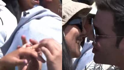 മോതിരം കൈമാറി ചുംബിച്ചു; ഓവലില് ഫൈനലിനിടെ പ്രൊപോസ് ചെയ്ത് കമിതാക്കള്- ചിത്രങ്ങള് വൈറല്