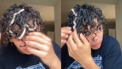 മുടിച്ചുരുളിനുള്ളില്‍ കുരുങ്ങിക്കിടക്കുന്ന പാമ്പ്; യുവാവിന്‍റെ വീഡിയോ...