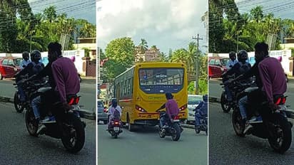 'അപകടകരമായ അഭ്യാസം...' ബൈക്കിന്റെ പിന്നിലിരുന്ന് നമ്പര് പ്ലേറ്റുകള് മറച്ചു പിടിക്കുന്നവരോട് പൊലീസ്