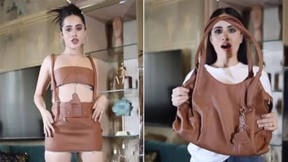 ബാഗ് കൊണ്ട് മിനി ഡ്രസ് തയ്ച്ചു;  വീഡ‍ിയോ പങ്കിട്ട് ഉര്‍ഫി...