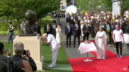 PM pays tribute to Mahatma Gandhi as he leads International Yoga Day celebrations at UN headquarters: WATCH