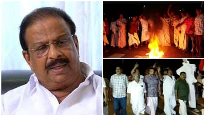 സുധാകരന്റെ അറസ്റ്റിൽ പ്രതിഷേധിച്ച് തെരുവിലിറങ്ങി പ്രവർത്തകർ, തലസ്ഥാനത്ത് മുഖ്യമന്ത്രിയുടെ കോലം കത്തിച്ചു