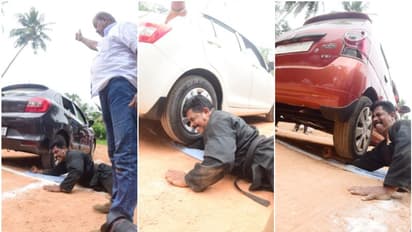 2 മിനിറ്റ്, 13 കാറുകൾ കൈയ്യിലൂടെ കയറ്റിയിറക്കി, ശ്വാസം പിടിച്ച് നാട്ടുകാർ; റെക്കോർഡ് നേട്ടത്തിനൊരുങ്ങി യുവാവ്