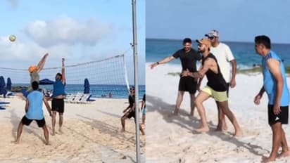 வெஸ்ட் இண்டீஸில் பீச்சில் வாலிபால் விளையாடிய இந்திய வீரர்கள்: மொபைலில் வீடியோ எடுத்த இஷான் கிஷான்!