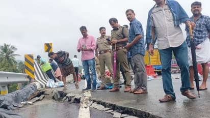 കുതിരാനില്‍ ദേശീയപാതയില്‍ വിള്ളലുണ്ടായ ഭാഗം വീണ്ടും ഇടിഞ്ഞു താഴ്ന്നു; വന്‍ അപകട സാധ്യത