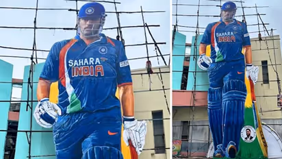 WATCH: Giant cut-out of MS Dhoni in Andhra Pradesh breaks internet ahead of 42nd birthday
