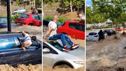 WATCH: Cars swept away, residents stranded as torrential rains trigger flash floods in Spain's Zaragoza