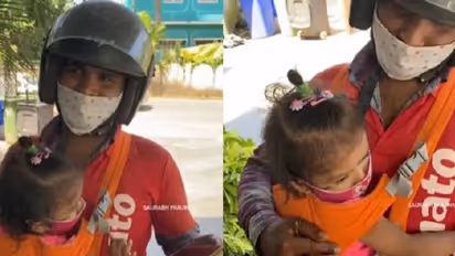 Video of Zomato delivery agent with child tied to her chest breaks the Internet
