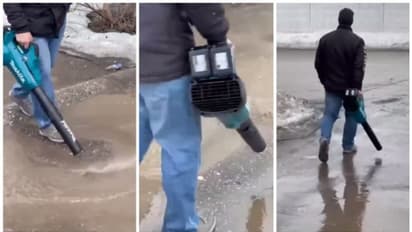 മഴവെള്ളം കളയാന് വാക്വം ക്ലീനർ; 'കാഞ്ഞ ബുദ്ധി'യെന്ന് നെറ്റിസണ്സ് !