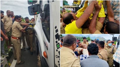 ദേശീയപാതയിൽ 3 ലോറിയും ഇന്നോവ കാറും ഒന്നിനുപിന്നാലെ ഒന്നായി കൂട്ടിയിടിച്ച് അപകടം