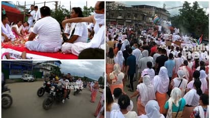 കലാപമൊടുങ്ങാതെ മണിപ്പൂർ; കൊല്ലപ്പെട്ട 27കാരന്‍റെ മൃതദേഹവുമായി തെരുവിൽ പ്രതിഷേധിച്ച് ജനക്കൂട്ടം