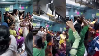 ബാഗ്, വിശറി മുതല്‍ ചെരിപ്പ് വരെ... കൊല്‍ക്കത്ത ലോക്കല്‍ ട്രെയിനില്‍ സ്ത്രീകളുടെ കൂട്ടത്തല്ല്