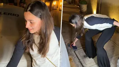 Alia Bhatt picks up paparazzi's footwear, wins hearts of netizens, fans say 'cute gesture'
