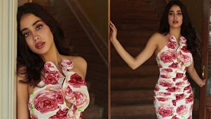 సోయగాలపై పూలు పూయించిన జాన్వీ కపూర్... టైట్ బాడీ కాన్ డ్రెస్ లో దేవర హీరోయిన్ బోల్డ్ షో!