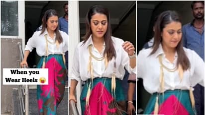 ಹೈ ಹೀಲ್ಸ್ ಹಾಕಿ ಪರದಾಡಿದ ಕಾಜೋಲ್: 'ಈ ಶೋಕಿ ಬೇಕಿತ್ತಾ' ಎಂದ ನೆಟ್ಟಿಗರು 