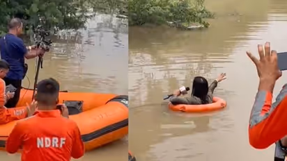 Delhi Floods: Netizens fume over viral video of TV reporter using NDRF gear to report in neck-deep water