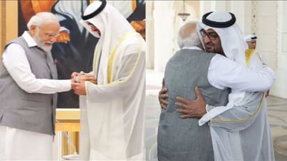 ಯುಎಇ ಜತೆ ಭಾರತದ 2 ಮಹತ್ವದ ಒಪ್ಪಂದ: ಮೋದಿಗೆ ಫ್ರೆಂಡ್‌ಶಿಪ್ ಬ್ಯಾಂಡ್ ಕಟ್ಟಿದ ಯುಎಇ  ಶೇಕ್ 