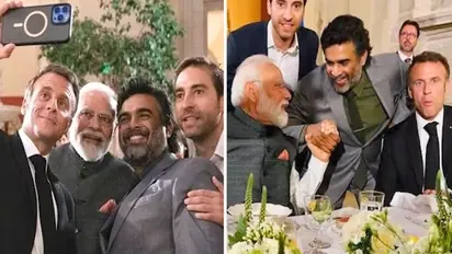 R Madhavan poses with PM Modi and French President Emmanuel Macron; expresses his delight