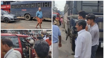 സെൻട്രൽ ജയിലിലേക്ക് പ്രതികളുമായി പോയ പൊലീസ് ബസും ഇന്നോവയും കൂട്ടിയിടിച്ചു, എട്ട് പേർക്ക് പരിക്ക്  