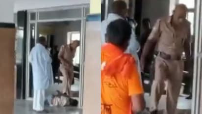 பிளாட்பாரத்தில் தூங்கிய சிறுவனை பூட்ஸ் காலால் உதைத்து எழுப்பிய ரயில்வே போலீஸ்!