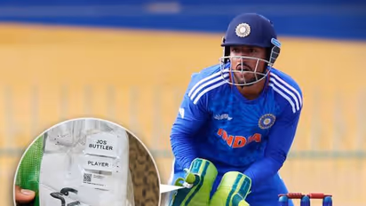 ജോസ് ദി ബോസ്; പാകിസ്ഥാനെതിരെ ധ്രുവ് ജൂരെല്‍ കീപ്പ് ചെയ്യുന്നത് ബട്‍ലർ സമ്മാനിച്ച ഗ്ലൗവുമായി