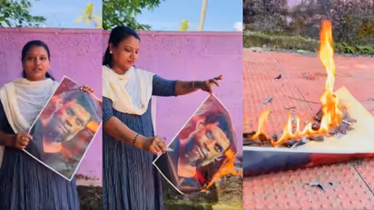 'കേസ് വന്നാൽ ജയിലിൽ കിടക്കും'; വിനായകന്റെ ചിത്രം കത്തിച്ച് കോൺ​ഗ്രസ് പ്രവർത്തക- വീഡിയോ