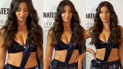 ముందు ఏమీ లేదు, వెనుక మాత్రం ఈడ్చుకుంటూ.. బ్లాక్ శారీలో అందాలు చూపిస్తూ కిందపడబోయిన బాహుబలి భామ