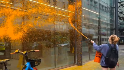 WATCH: 'Just Stop Oil' campaigners target UK's Energy Department building with spray paint