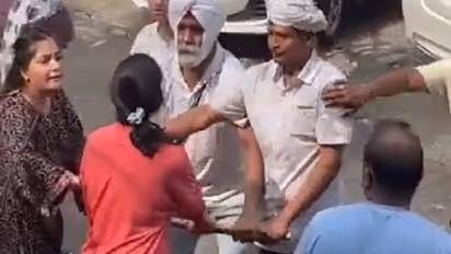 WATCH: Two neighbors clash over parking space in Delhi's Sant Nagar area