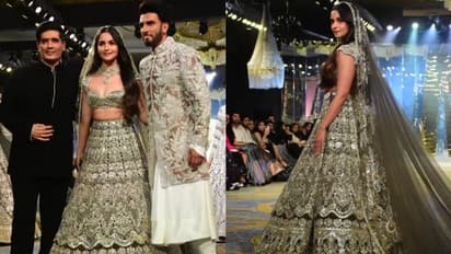 ബ്ലാക്ക്- ഗോള്ഡണ് ലെഹങ്കയില് ആലിയ ഭട്ടും ഷെർവാണിയില് രൺവീറും; റാംപ് വാക്ക് വീഡിയോ വൈറല്