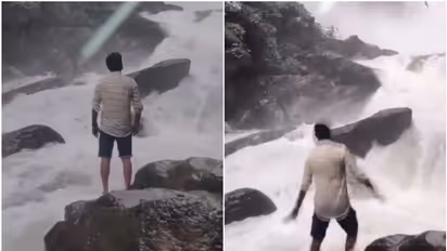 Karnataka: Man creating Instagram reel on waterfall slips (WATCH)