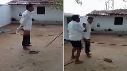 వ్యక్తిని బంధించి, ప్యాంటు విప్పించి.. నోటితో షూ తీయించారు.. వీడియో వైరల్, ముగ్గురు అరెస్ట్...