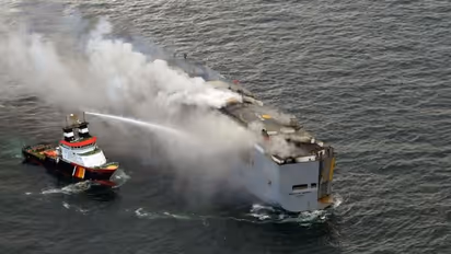 Freighter with 3000 vehicles is still on fire in North Sea; spark in electric car likely cause