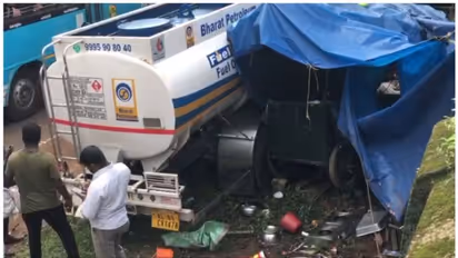 നിയന്ത്രണം നഷ്ടപ്പെട്ട ടാങ്കർ ലോറി ചായക്കടയിലേക്ക് ഇടിച്ചു കയറി അപകടം; അഞ്ച് പേർക്ക് ഗുരുതര പരിക്ക്