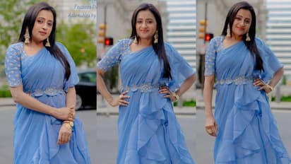 ఐదు పదుల వయసులో ఏం గ్లామర్ సామీ..! నీలి రంగు చీరలో నెలవంకలా యాంకర్ సుమ! 