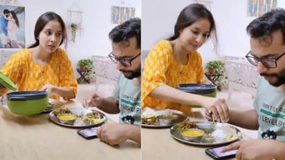 ഭാര്യയും ഭര്ത്താവും ഒന്നിച്ചിരുന്ന് ഭക്ഷണം കഴിക്കുന്ന വീഡിയോ; 'ത്യാഗം' വേണ്ടെന്ന് കമന്റുകള്