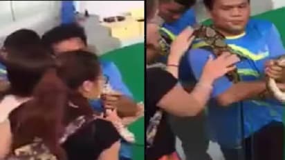 പാമ്പിനെ ചുംബിച്ച് യുവതി, തിരികെ ചുണ്ടിൽ കടിച്ച് പാമ്പ്!