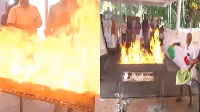 മെഴുകുതിരികള് കത്തിക്കാനുള്ള തിരക്കിനിടെ ഉമ്മന് ചാണ്ടിയുടെ കല്ലറയ്ക്ക് സമീപം അഗ്നിബാധ