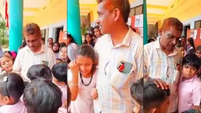 எங்களைவிட்டு போகாதீங்க சார்.. பணியிலிருந்து விடைபெற்ற ஆசிரியர் - கண்ணீர்மல்க வழியனுப்பிய மாணவர்கள்! Video